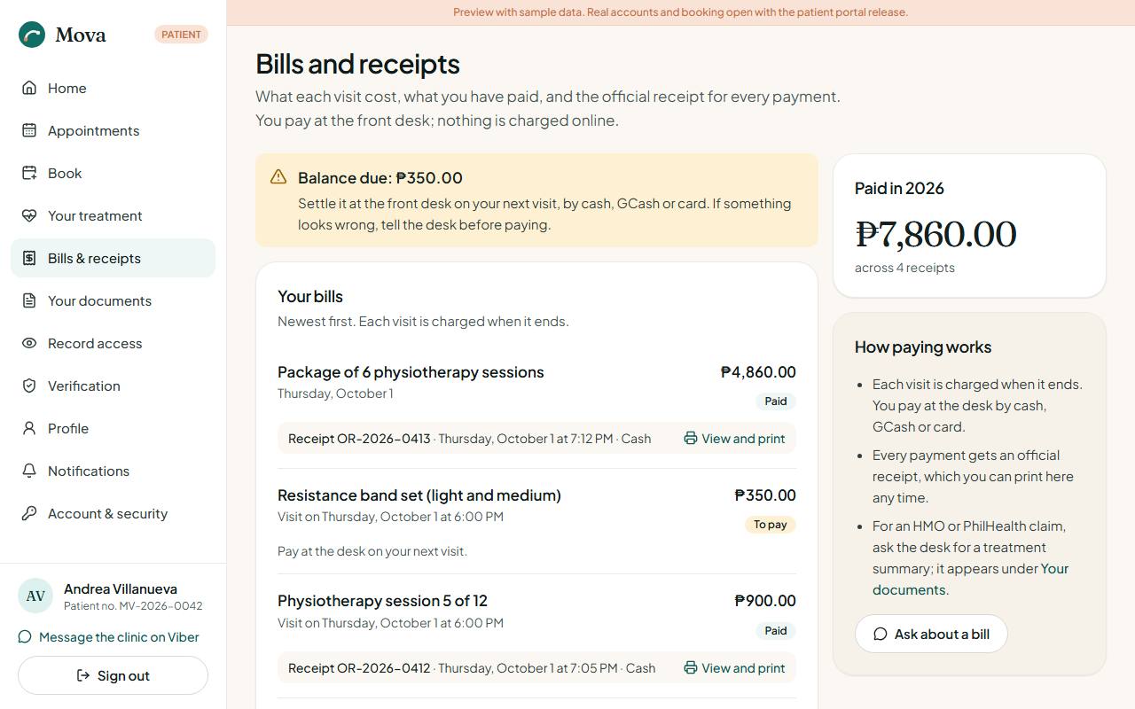 Bills and receipts