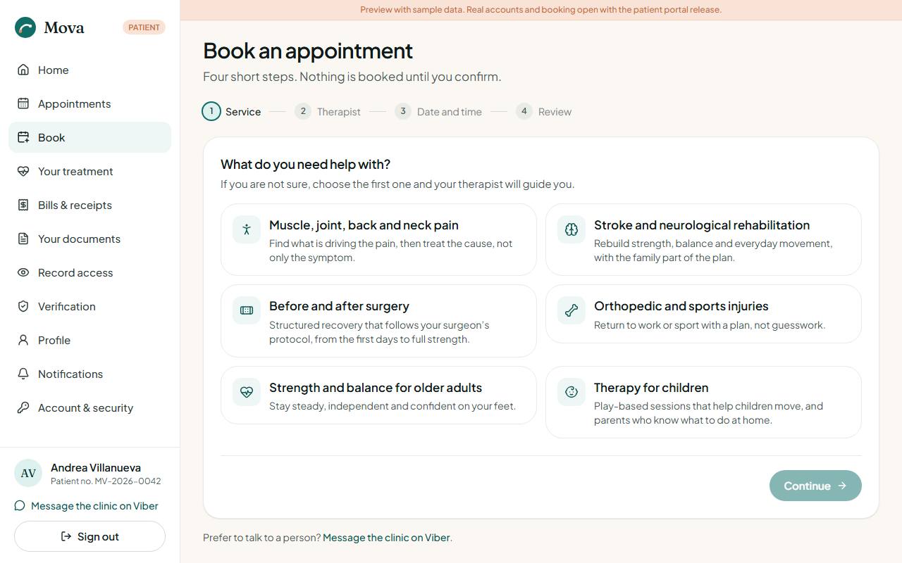 Booking in the portal